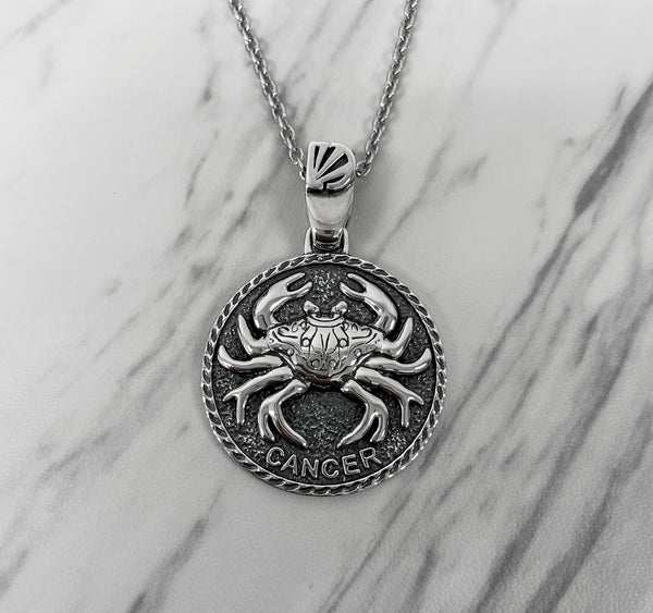 Cancer Zodiac Necklace for Men - Oxidised Sterling Silver – Divine Box
