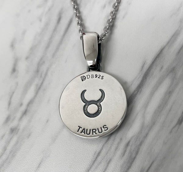 Taurus Zodiac Necklace for Men Oxidised Sterling Silver Divine Box