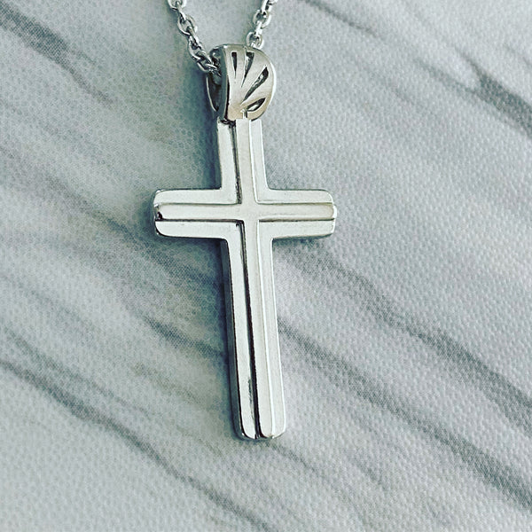 Sterling Silver Double Cross Necklace – Divine Box