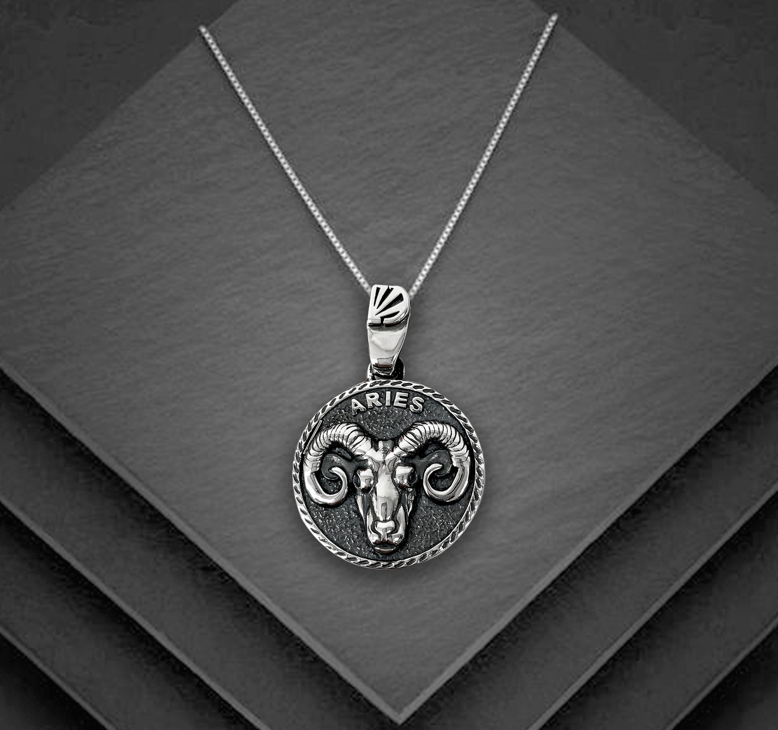 Aries Zodiac Necklace for Men - Oxidised Sterling Silver – Divine Box