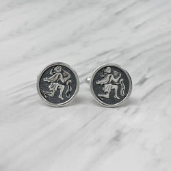 Aquarius Oxidised Sterling Silver Cufflinks