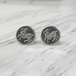 Aries Oxidised Sterling Silver Cufflinks