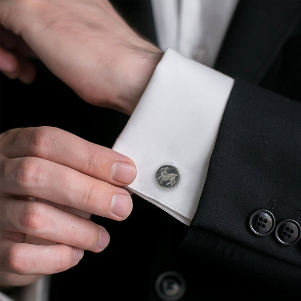 Aries Oxidised Sterling Silver Cufflinks