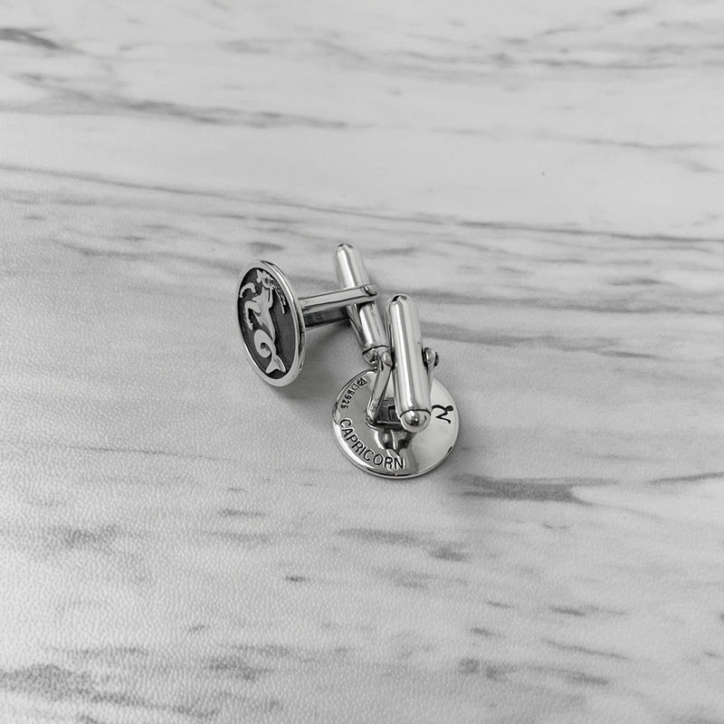 Capricorn Oxidised Sterling Silver Cufflinks