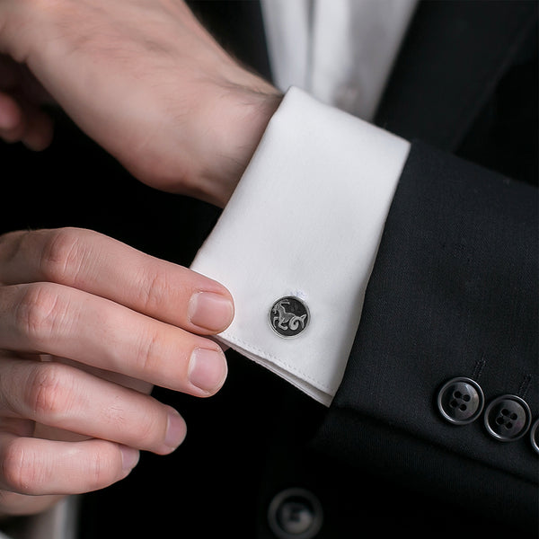 Capricorn Oxidised Sterling Silver Cufflinks