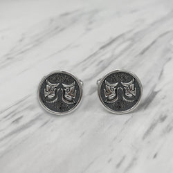 Gemini Oxidised Sterling Silver Cufflinks
