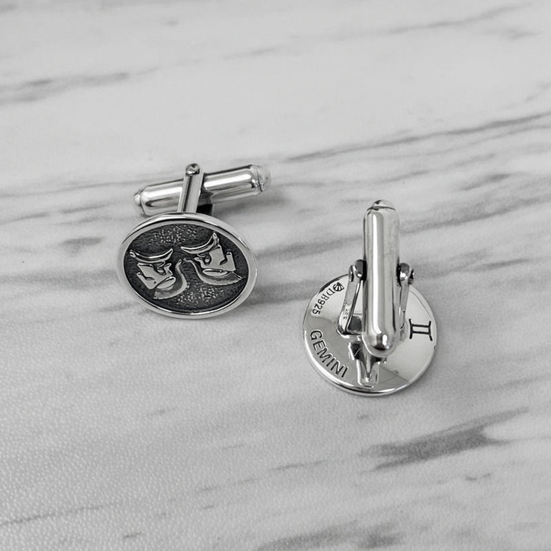 Gemini Oxidised Sterling Silver Cufflinks