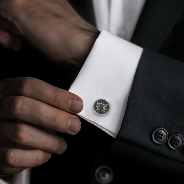 Gemini Oxidised Sterling Silver Cufflinks