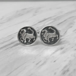 Leo Oxidised Sterling Silver Cufflinks