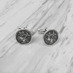 Sagittarius Oxidised Sterling Silver Cufflinks
