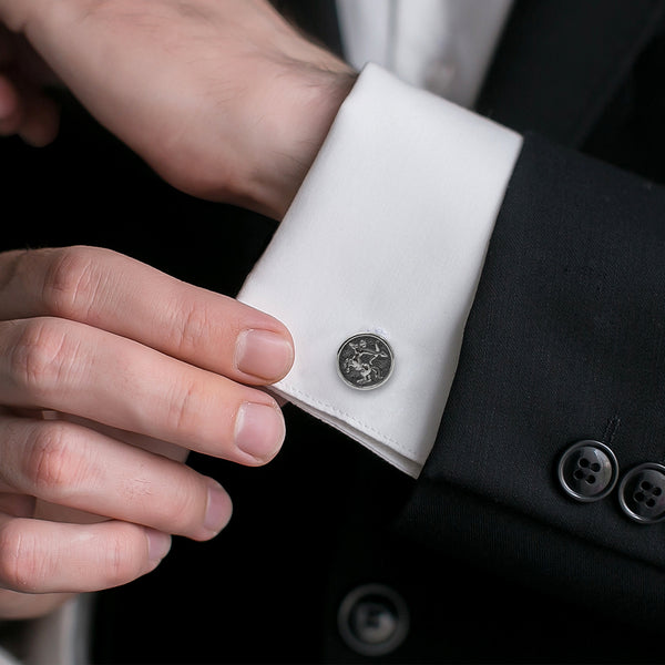 Sagittarius Oxidised Sterling Silver Cufflinks