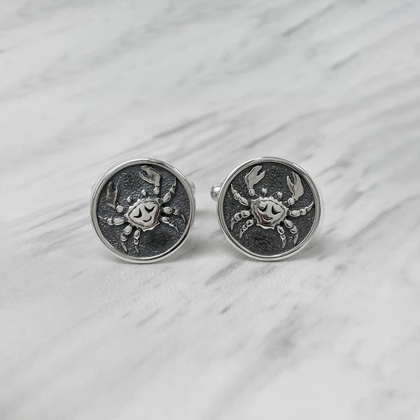 Cancer Oxidised Sterling Silver Cufflinks