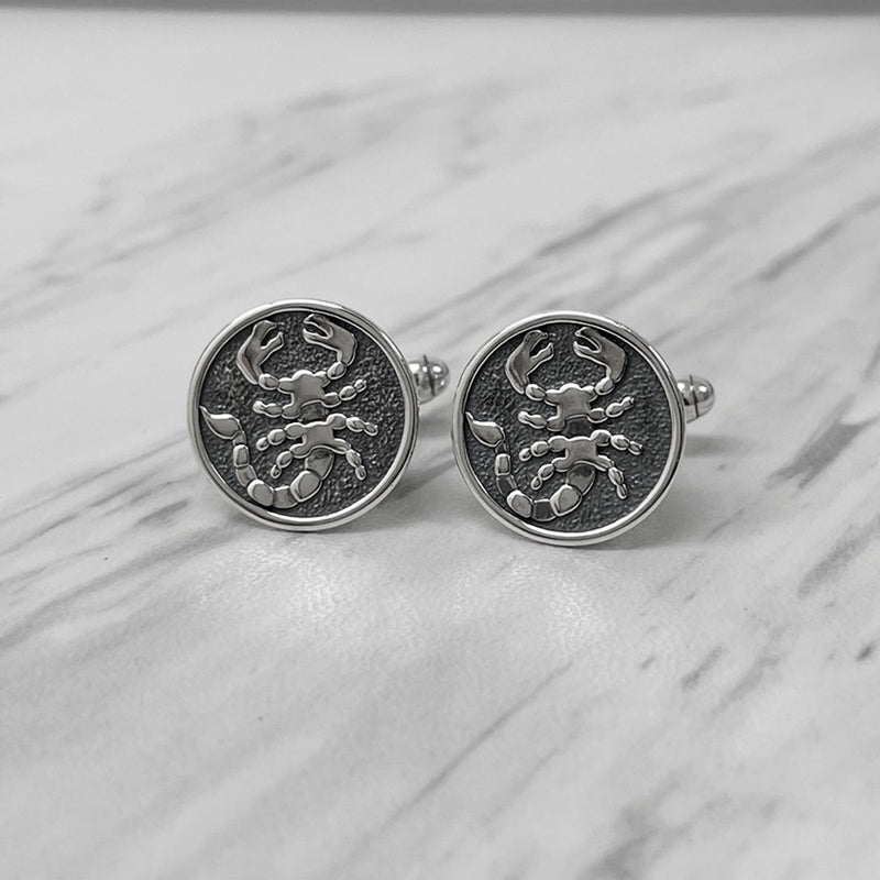 Scorpio Oxidised Sterling Silver Cufflinks