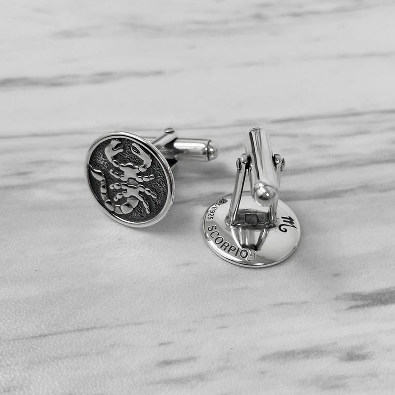 Scorpio Oxidised Sterling Silver Cufflinks