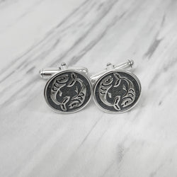 Pisces Oxidised Sterling Silver Cufflinks