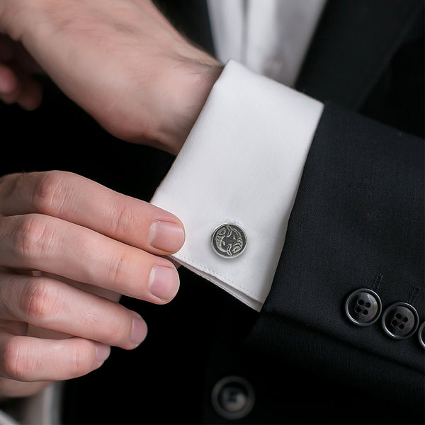 Pisces Oxidised Sterling Silver Cufflinks