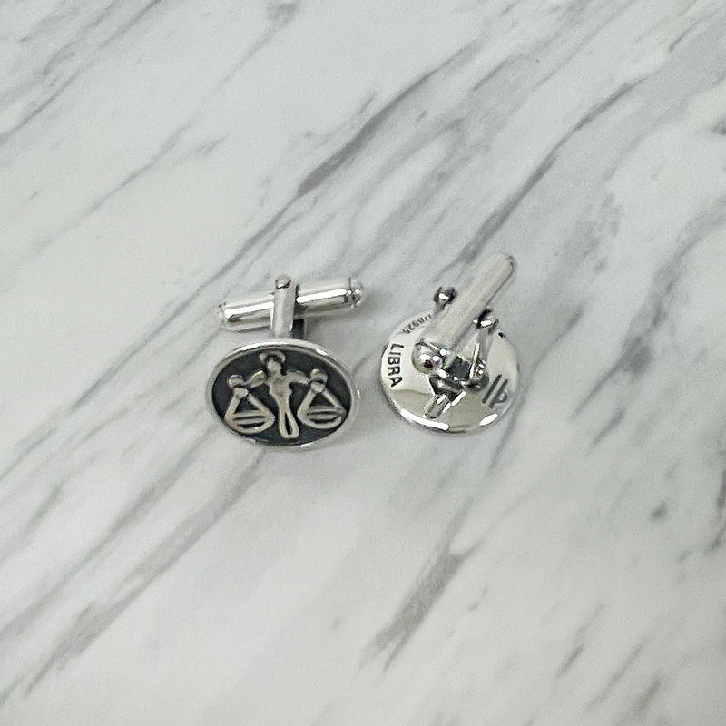 Libra Oxidised Sterling Silver Cufflinks