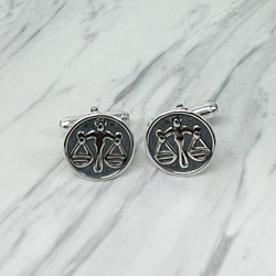 Libra Oxidised Sterling Silver Cufflinks