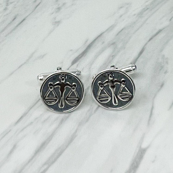 Libra Oxidised Sterling Silver Cufflinks