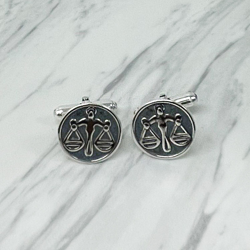 Libra Oxidised Sterling Silver Cufflinks