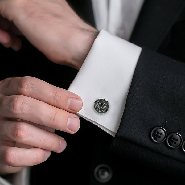 Libra Oxidised Sterling Silver Cufflinks