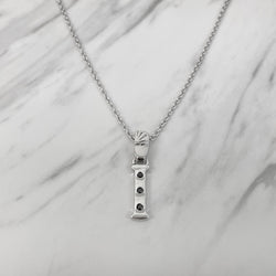 Alphabet I Sterling Silver Necklace with 3 Black Cubic Zirconia Stones
