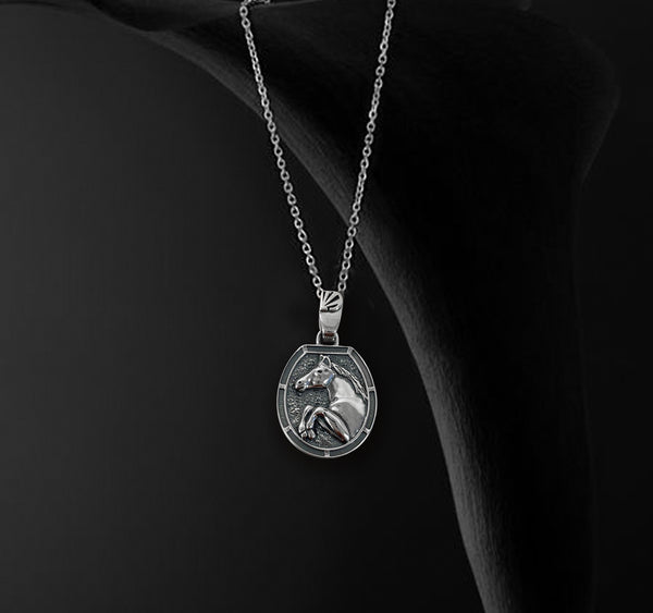 Horse Necklace - Oxidised Sterling Silver