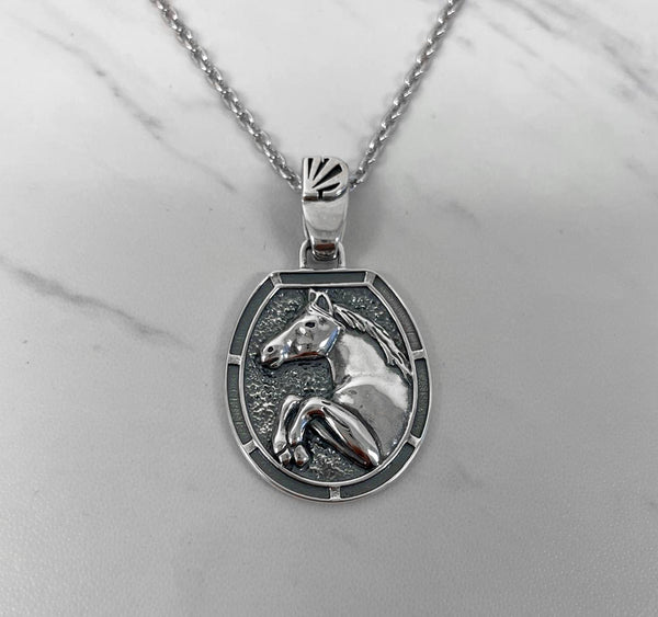 Horse Necklace - Oxidised Sterling Silver