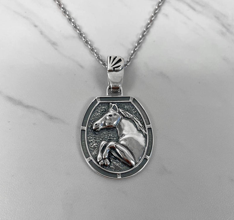 Horse Necklace - Oxidised Sterling Silver