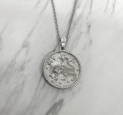 Leo Zodiac Necklace for Women with CZ stone - Sterling Silver - Divine Box