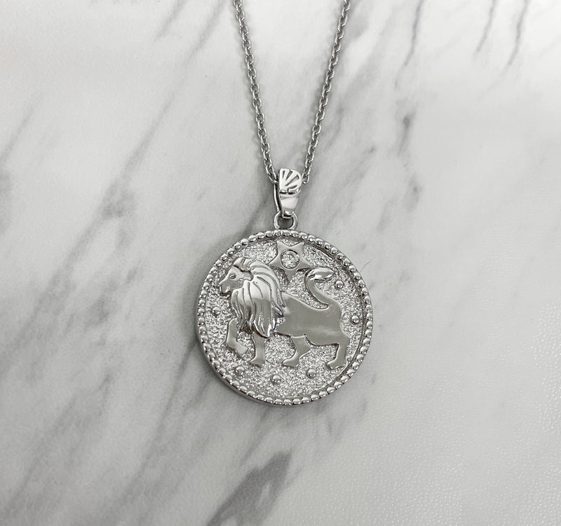 Leo Zodiac Necklace for Women with CZ stone - Sterling Silver - Divine Box