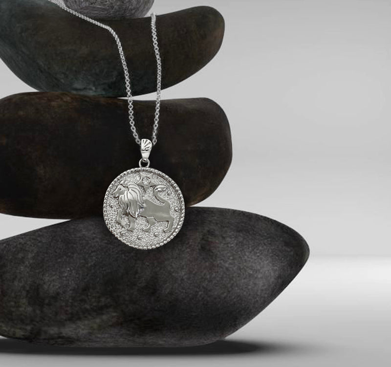 Leo Zodiac Necklace for Women with CZ stone - Sterling Silver - Divine Box