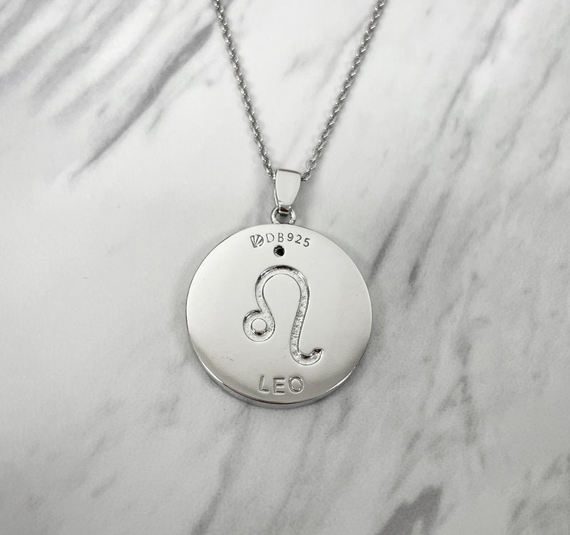 Leo Zodiac Necklace for Women with CZ stone - Sterling Silver - Divine Box
