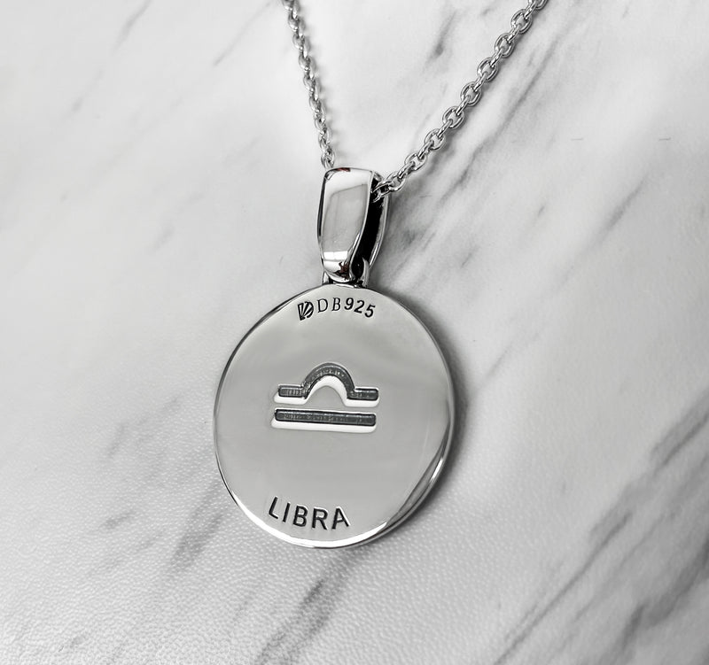 Libra Zodiac Necklace for Men - Oxidised Sterling Silver - Divine Box
