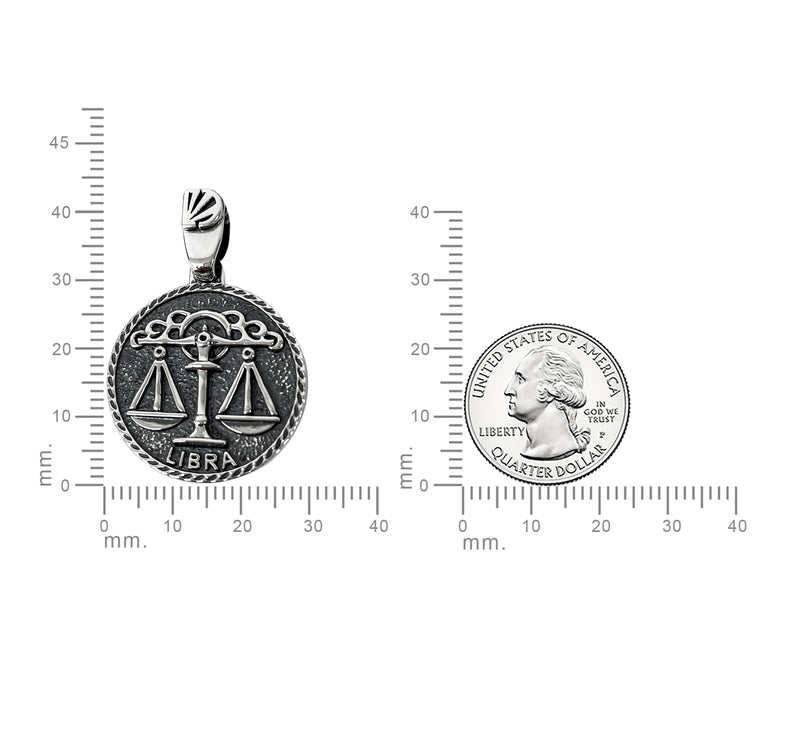 Libra Zodiac Necklace for Men - Oxidised Sterling Silver - Divine Box