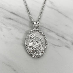 Sterling Silver Thorn Frame Virgin Mary Necklace - Divine Box