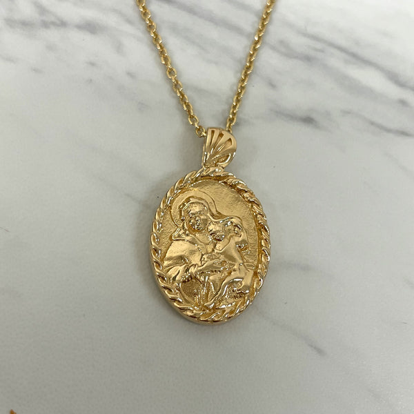 18K Gold Vermeil Thorn Frame Virgin Mary Necklace - Divine Box