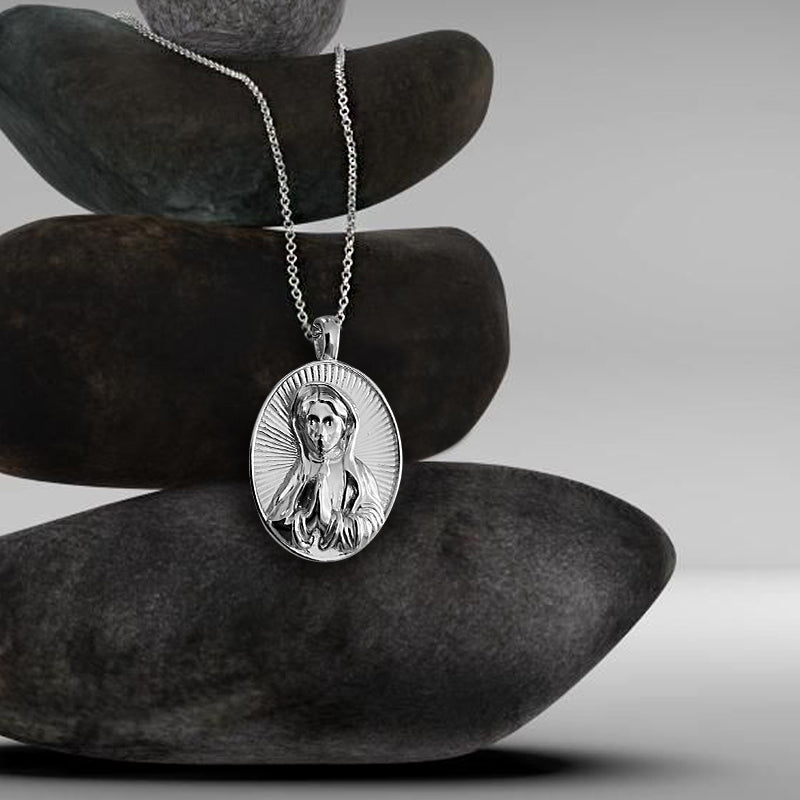Sterling Silver Mother Mary Necklace - Divine Box