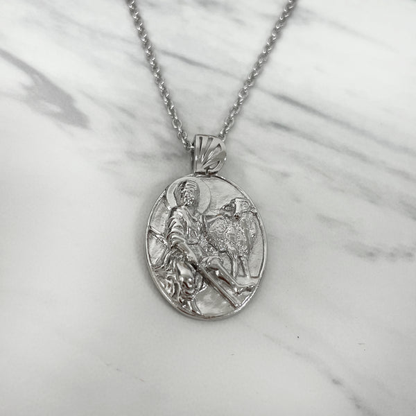 Sterling Silver Young Shepherd Christ Necklace - Divine Box