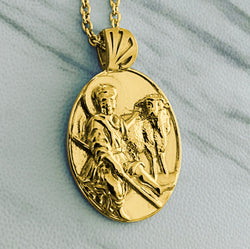 18K Gold Vermeil Young Shepherd Christ Necklace - Divine Box