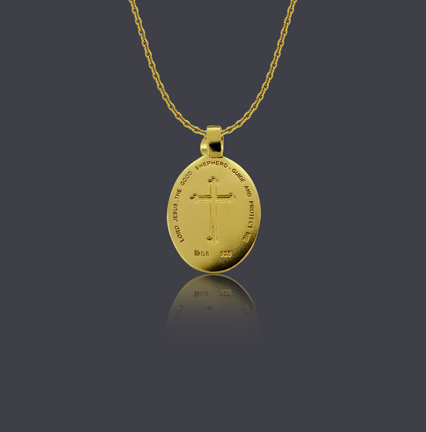 18K Gold Vermeil Young Shepherd Christ Necklace - Divine Box