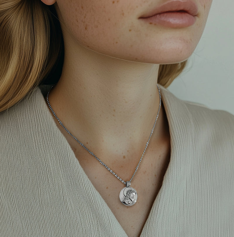 Sterling Silver Jesus Christ Necklace - Divine Box
