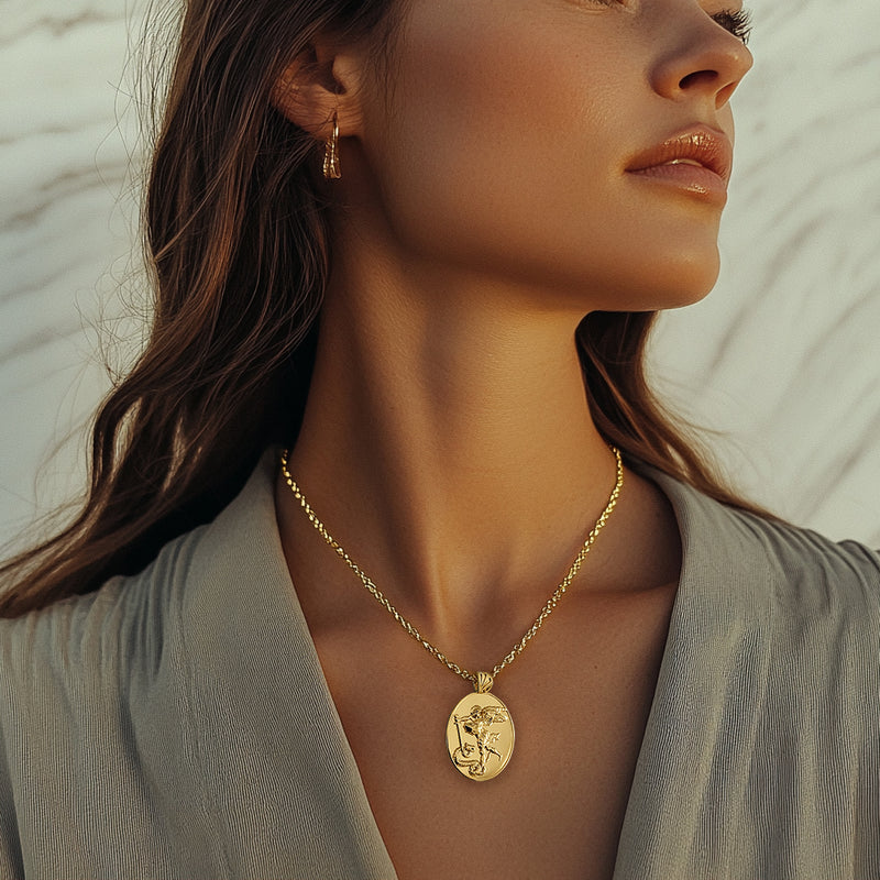 18K Gold Vermeil Saint Michael Necklace