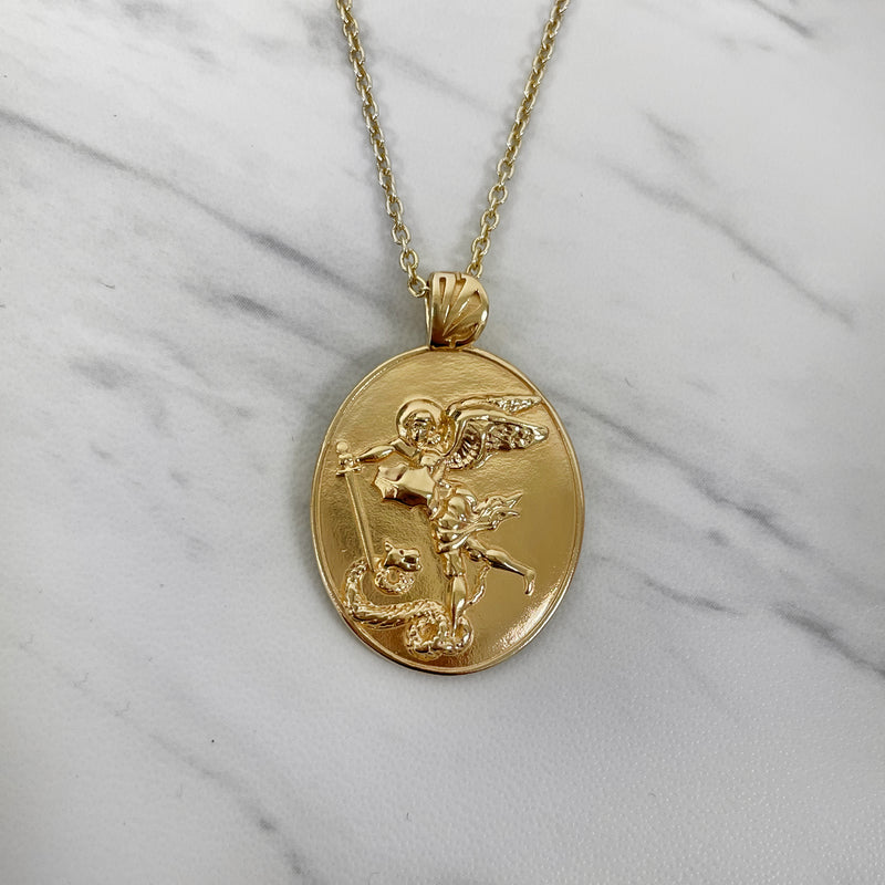 18K Gold Vermeil Saint Michael Necklace