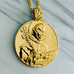 18K Gold Vermeil Saint Anthony of Pauda Round - Divine Box