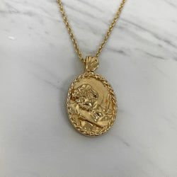 18K Gold Vermeil Saint Sebastian Necklace with thorn frame