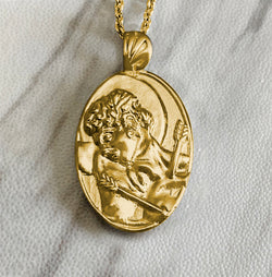 18K Gold Vermeil Saint Sebastian Necklace - Divine Box