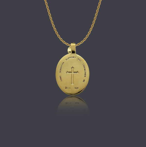 18K Gold Vermeil Saint Sebastian Necklace with thorn frame - Divine Box