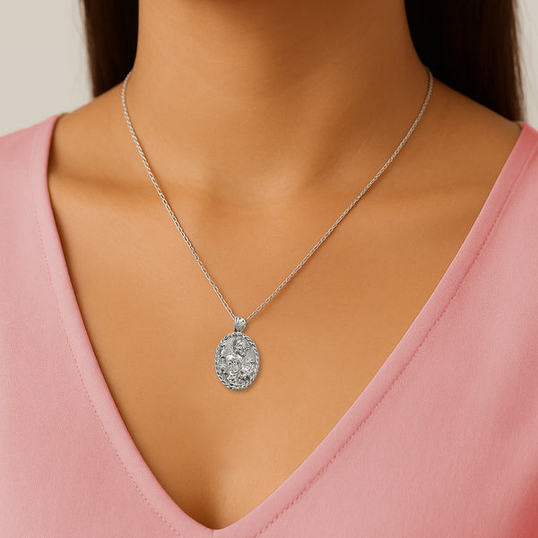 Sterling Silver Thorn Frame Saint James Necklace - Divine Box