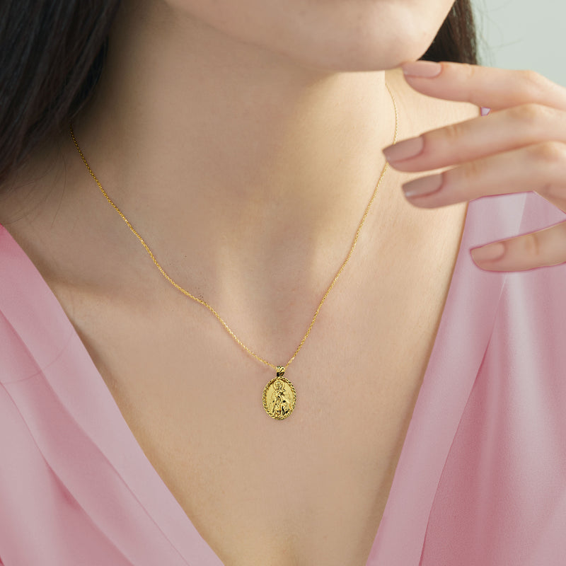 18K Gold Vermeil Thorn Frame Saint Peregrine Necklace